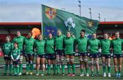 1 April 2023; The Ireland team line up for the national anthems before the TikTok Women's Six Nations Rugby Championship match between Ireland and France at Musgrave Park in Cork. Photo by Brendan Moran/Sportsfile