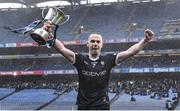 1 April 2023; Paul McNamara of Sligo celebrates with the cup after the Allianz Football League Division 4 Final match between Sligo and Wicklow at Croke Park in Dublin. Photo by Tyler Miller/Sportsfile