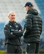 3 April 2023; Senior coach Stuart Lancaster, left, and Head coach Leo Cullen during Leinster rugby squad training at RDS Arena in Dublin. Photo by Ramsey Cardy/Sportsfile