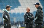 3 April 2023; Backs coach Andrew Goodman, left, Senior coach Stuart Lancaster, centre, and Head coach Leo Cullen during Leinster rugby squad training at RDS Arena in Dublin. Photo by Ramsey Cardy/Sportsfile
