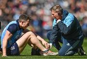2 April 2023; Dean Rock of Dublin receives medical attention during the Allianz Football League Division 2 Final match between Dublin and Derry at Croke Park in Dublin. Photo by Sam Barnes/Sportsfile