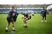 3 April 2023; Scott Penny, left, and Ross Molony during Leinster rugby squad training at RDS Arena in Dublin. Photo by Ramsey Cardy/Sportsfile
