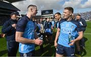 2 April 2023; Brian Fenton, left, and Paul Mannion of Dublin after the Allianz Football League Division 2 Final match between Dublin and Derry at Croke Park in Dublin. Photo by Ramsey Cardy/Sportsfile