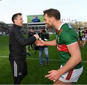 2 April 2023; Cillian O'Connor, left, and Aidan O'Shea of Mayo after the Allianz Football League Division 1 Final match between Galway and Mayo at Croke Park in Dublin. Photo by Ramsey Cardy/Sportsfile