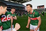 2 April 2023; Aidan O'Shea, right, and Conor Loftus of Mayo after the Allianz Football League Division 1 Final match between Galway and Mayo at Croke Park in Dublin. Photo by Ramsey Cardy/Sportsfile