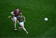 2 April 2023; David McBrien of Mayo in action against Robert Finnerty of Galway during the Allianz Football League Division 1 Final match between Galway and Mayo at Croke Park in Dublin. Photo by Tyler Miller/Sportsfile