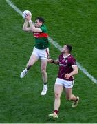 2 April 2023; Paddy Durcan of Mayo in action against Damien Comer of Galway during the Allianz Football League Division 1 Final match between Galway and Mayo at Croke Park in Dublin. Photo by Tyler Miller/Sportsfile