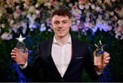 3 April 2023; 2023 Electric Ireland GAA Higher Education Rising Stars Footballer of the Year Daniel O’Mahony of UCC and Knocknagree, Cork, with his awards during the 2023 Electric Ireland GAA HEC Rising Star Awards at the Castletroy Park Hotel in Limerick. Photo by Sam Barnes/Sportsfile
