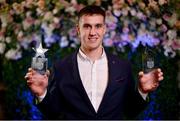 3 April 2023; 2023 Electric Ireland GAA Higher Education Rising Stars Hurler of the Year Mikey Kiely of UL and Abbeyside, Waterford, with his awards during the 2023 Electric Ireland GAA HEC Rising Star Awards at the Castletroy Park Hotel in Limerick. Photo by Sam Barnes/Sportsfile