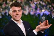 3 April 2023; 2023 Electric Ireland GAA Higher Education Rising Stars Footballer of the Year Daniel O’Mahony of UCC and Knocknagree, Cork, with his footballer of the year award during the 2023 Electric Ireland GAA HEC Rising Star Awards at the Castletroy Park Hotel in Limerick. Photo by Sam Barnes/Sportsfile