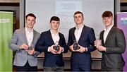 3 April 2023; In attendance during the 2023 Electric Ireland GAA HEC Rising Star Awards are UL footballers, from left, Ciaran Downes, Jack Coyne, Emmet McMahon and Darragh Cashman with their 2023 Electric Ireland GAA Higher Education Rising Stars Football Team of the Year Awards at the Castletroy Park Hotel in Limerick. Photo by Sam Barnes/Sportsfile