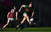 2 April 2023; Jack Carney of Mayo in action against Johnny Heaney of Galway during the Allianz Football League Division 1 Final match between Galway and Mayo at Croke Park in Dublin. Photo by Sam Barnes/Sportsfile