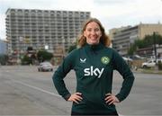 4 April 2023; Republic of Ireland's Sophie Whitehouse poses for a portrait near the team hotel in Austin, Texas, ahead of her side's international friendly double header series against USA. Photo by Stephen McCarthy/Sportsfile
