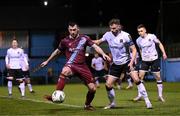 16 March 2023; Ryan Brennan of Drogheda United in action against Andy Boyle of Dundalk during the SSE Airtricity Men's Premier Division match between Drogheda United and Dundalk at Weavers Park in Drogheda, Louth. Photo by Stephen McCarthy/Sportsfile