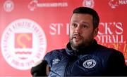 5 April 2023; Manager Tim Clancy during a St Patrick's Athletic media conference at Richmond Park in Dublin. Photo by Piaras Ó Mídheach/Sportsfile