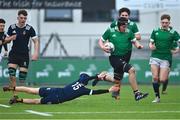 5 April 2023; Matthew McGowan of South East evades the tackle of Finn Keogh of North Midlands during the Shane Horgan Round Five match between South East and North Midlands at Energia Park in Dublin. Photo by Tyler Miller/Sportsfile