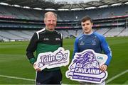 6 March 2023; In attendance are Connacht GAA Games Promotion Officer Darragh Cox, left, and Tooreen and Mayo hurler Shane Boland at the 2023 Táin Óg & CúChulainn launch at Croke Park in Dublin. Photo by David Fitzgerald/Sportsfile