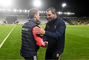 5 April 2023; Cork manager Ben O'Connor shakes hands with Tipperary manager Brendan Cummins after the oneills.com Munster GAA Hurling U20 Championship Round 3 match between Cork and Tipperary at Páirc Uí Chaoimh in Cork. Photo by Eóin Noonan/Sportsfile