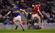 5 April 2023; Darragh Stakelum of Tipperary in action against Eoin Downey of Cork during the oneills.com Munster GAA Hurling U20 Championship Round 3 match between Cork and Tipperary at Páirc Uí Chaoimh in Cork. Photo by Stephen Marken/Sportsfile