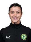 5 April 2023; Team videographer Cara Gaynor poses for a portrait during a Republic of Ireland Women squad portrait session at the AC Hotel in Austin, Texas, USA. Photo by Stephen McCarthy/Sportsfile