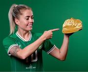 7 April 2023; Denise O'Sullivan poses for a portrait ahead of earning her 100th international cap for Republic of Ireland, against USA in Austin, Texas, USA. Photo by Stephen McCarthy/Sportsfile