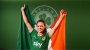 5 April 2023; Heather Payne poses for a portrait during a Republic of Ireland Women squad portrait session at the AC Hotel in Austin, Texas, USA. Photo by Stephen McCarthy/Sportsfile
