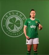 5 April 2023; Lucy Quinn poses for a portrait during a Republic of Ireland Women squad portrait session at the AC Hotel in Austin, Texas, USA. Photo by Stephen McCarthy/Sportsfile