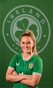 5 April 2023; Jessie Stapleton poses for a portrait during a Republic of Ireland Women squad portrait session at the AC Hotel in Austin, Texas, USA. Photo by Stephen McCarthy/Sportsfile