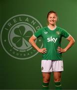 5 April 2023; Kyra Carusa poses for a portrait during a Republic of Ireland Women squad portrait session at the AC Hotel in Austin, Texas, USA. Photo by Stephen McCarthy/Sportsfile