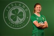 5 April 2023; Kyra Carusa poses for a portrait during a Republic of Ireland Women squad portrait session at the AC Hotel in Austin, Texas, USA. Photo by Stephen McCarthy/Sportsfile