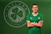 5 April 2023; Abbie Larkin poses for a portrait during a Republic of Ireland Women squad portrait session at the AC Hotel in Austin, Texas, USA. Photo by Stephen McCarthy/Sportsfile