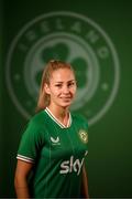 5 April 2023; Tara O'Hanlon poses for a portrait during a Republic of Ireland Women squad portrait session at the AC Hotel in Austin, Texas, USA. Photo by Stephen McCarthy/Sportsfile