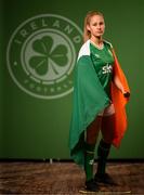 5 April 2023; Tara O'Hanlon poses for a portrait during a Republic of Ireland Women squad portrait session at the AC Hotel in Austin, Texas, USA. Photo by Stephen McCarthy/Sportsfile