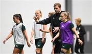 6 April 2023; Assistant manager Tom Elmes and Harriet Scott during a Republic of Ireland women training session at Del Valle High School in Austin, Texas, USA. Photo by Stephen McCarthy/Sportsfile