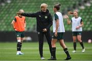 7 April 2023; Manager Vera Pauw speaking to Sinead Farrelly during a Republic of Ireland women training session at Q2 Stadium in Austin, Texas, USA. Photo by Stephen McCarthy/Sportsfile