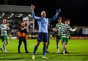 7 April 2023; Shamrock Rovers goalkeeper Alan Mannus celebrates after his side's victory in the SSE Airtricity Men's Premier Division match between Bohemians and Shamrock Rovers at Dalymount Park in Dublin. Photo by Seb Daly/Sportsfile