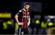 7 April 2023; Adam McDonnell of Bohemians after his side's defeat in the SSE Airtricity Men's Premier Division match between Bohemians and Shamrock Rovers at Dalymount Park in Dublin. Photo by Seb Daly/Sportsfile
