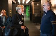 7 April 2023; Manager Vera Pauw and Thomas Newkirk before a Republic of Ireland women training session at Q2 Stadium in Austin, Texas, USA. Photo by Stephen McCarthy/Sportsfile