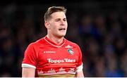 7 April 2023; Freddie Steward of Leicester Tigers during the Heineken Champions Cup quarter-final match between Leinster and Leicester Tigers at the Aviva Stadium in Dublin. Photo by Ramsey Cardy/Sportsfile