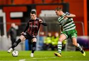7 April 2023; Ali Coote of Bohemians in action against Daniel Cleary of Shamrock Rovers during the SSE Airtricity Men's Premier Division match between Bohemians and Shamrock Rovers at Dalymount Park in Dublin. Photo by Seb Daly/Sportsfile