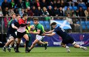 8 April 2023; Paddy Taylor of Ireland is tackled by Finn Spurway of Scotland during the U18 Six Nations Festival match between Ireland and Scotland at Energia Park in Dublin. Photo by Harry Murphy/Sportsfile