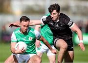8 April 2023; Eoin Walsh of London in action against Patrick O' Connor of Sligo during the Connacht GAA Football Senior Championship Quarter-Final match between London and Sligo at McGovern Park in Ruislip, London. Photo by Matt Impey/Sportsfile