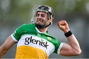 8 April 2023; Jason Sampson of Offaly celebrates after his side's victory in the Joe McDonagh Cup Round 1 match between Offaly and Laois at Glenisk O'Connor Park in Tullamore, Offaly. Photo by Piaras Ó Mídheach/Sportsfile