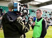 8 April 2023; Sligo manager is Tony McEntee is interviewed after the Connacht GAA Football Senior Championship Quarter-Final match between London and Sligo at McGovern Park in Ruislip, London. Photo by Matt Impey/Sportsfile