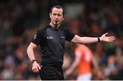 8 April 2023; Referee Jerome Henry during the Ulster GAA Football Senior Championship preliminary round match between Armagh and Antrim at Box-It Athletic Grounds in Armagh. Photo by Ramsey Cardy/Sportsfile