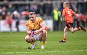 8 April 2023; Marc Jordan of Antrim after his side's defeat in the Ulster GAA Football Senior Championship preliminary round match between Armagh and Antrim at Box-It Athletic Grounds in Armagh. Photo by Ramsey Cardy/Sportsfile