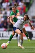 8 April 2023; Andi Sullivan of United States in action against Katie McCabe of Republic of Ireland during the women's international friendly match between USA and Republic of Ireland at the Q2 Stadium in Austin, Texas. Photo by Stephen McCarthy/Sportsfile