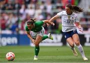8 April 2023; Katie McCabe of Republic of Ireland in action against Andi Sullivan of United States during the women's international friendly match between USA and Republic of Ireland at the Q2 Stadium in Austin, Texas. Photo by Stephen McCarthy/Sportsfile