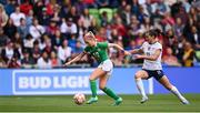 8 April 2023; Denise O'Sullivan of Republic of Ireland in action against Sophia Smith of United States during the women's international friendly match between USA and Republic of Ireland at the Q2 Stadium in Austin, Texas. Photo by Stephen McCarthy/Sportsfile