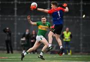 8 April 2023; Michael Cunningham of New York saves a shot on goal by Evan Sweeney of Leitrim during the Connacht GAA Football Senior Championship quarter-final match between New York and Leitrim at Gaelic Park in New York, USA. Photo by David Fitzgerald/Sportsfile